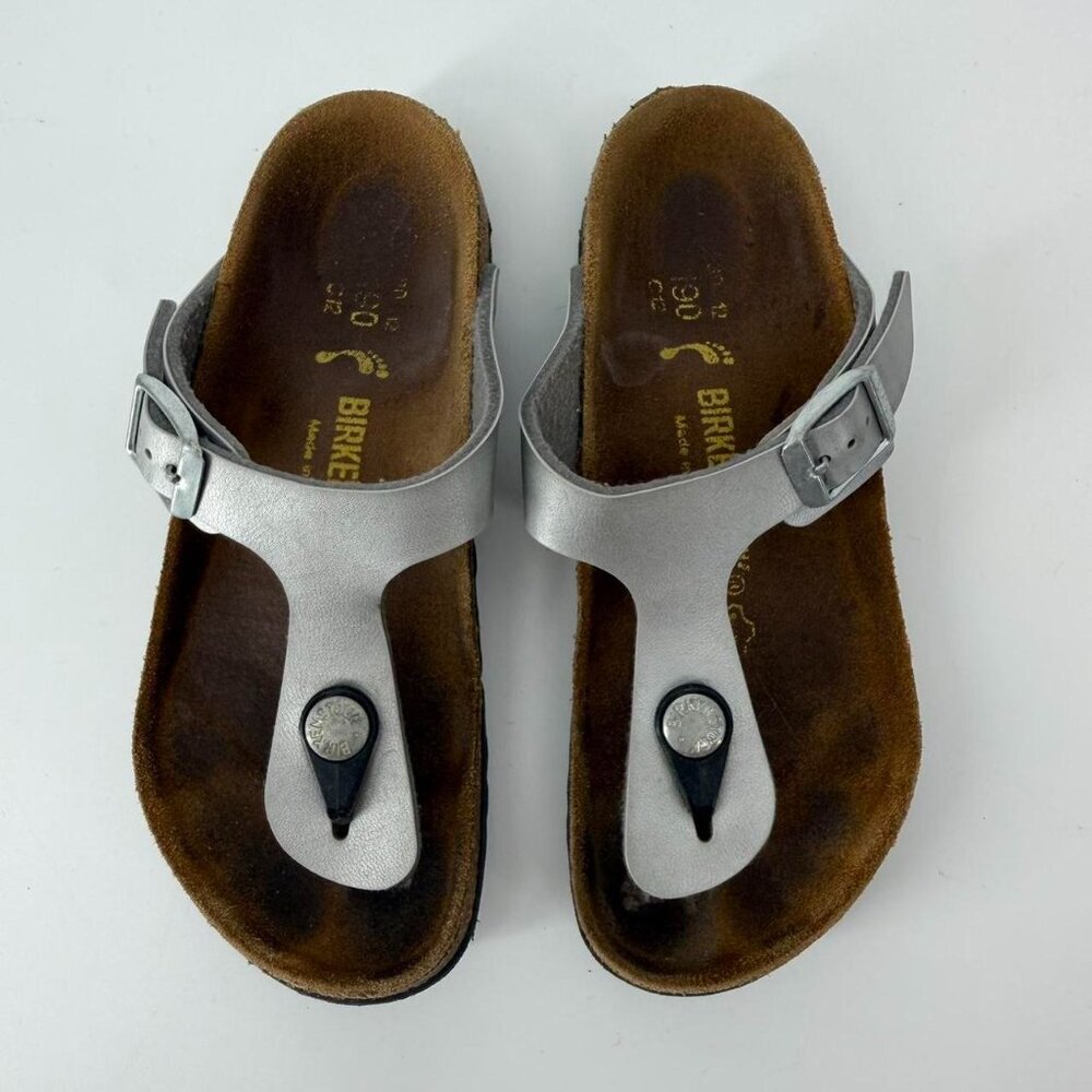 Birkenstock Gizeh Kids Toddler Sandals Thongs Flip Flops Shoes Silver Sz 12